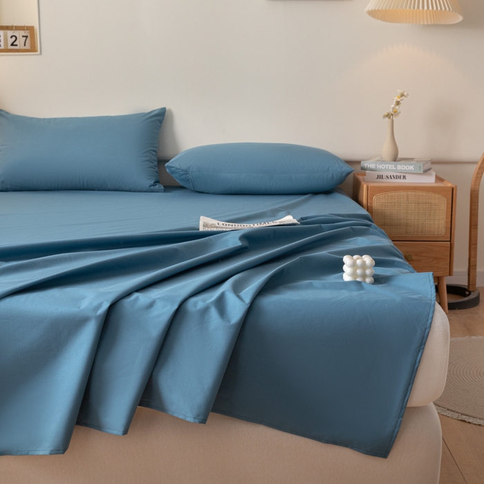 91家纺网 家纺一手货源 找家纺 梵克保罗 2025新款亲肤舒适防水纯色床单 C-宾利蓝