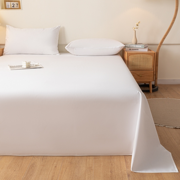 91家纺网 家纺一手货源 找家纺 梵克保罗 2025新款亲肤舒适防水纯色床单 C-纯白