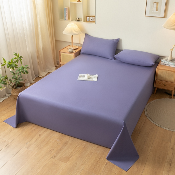 91家纺网 家纺一手货源 找家纺 梵克保罗 2025新款亲肤舒适防水纯色床单 C-莫奈紫