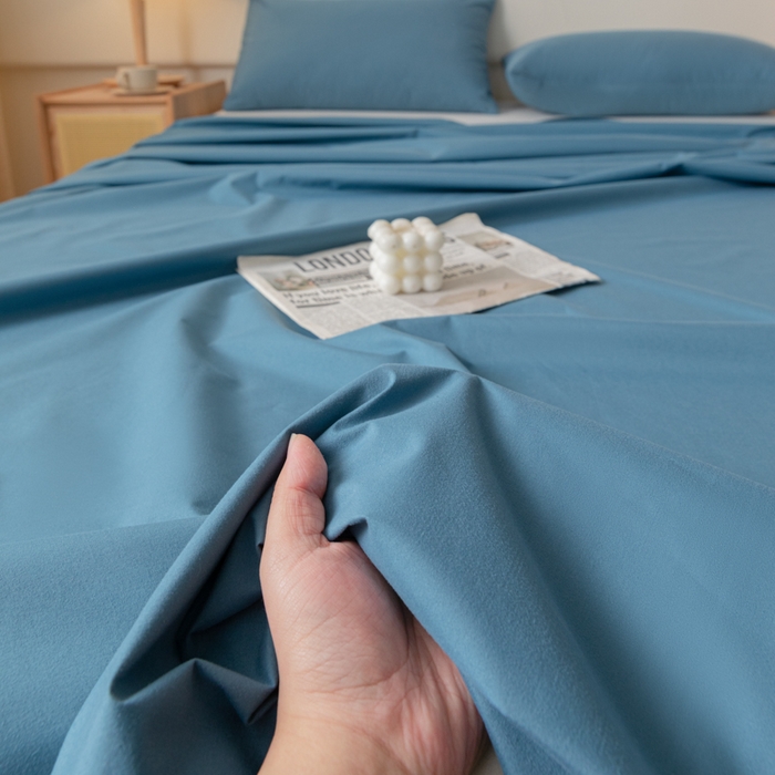 91家纺网 家纺一手货源 找家纺 梵克保罗 2025新款亲肤舒适防水纯色床单 C-宾利蓝