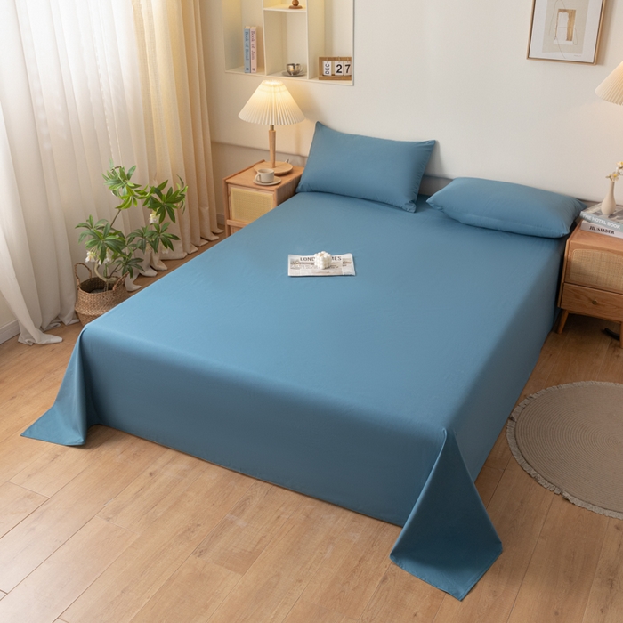 91家纺网 家纺一手货源 找家纺 梵克保罗 2025新款亲肤舒适防水纯色床单 C-宾利蓝