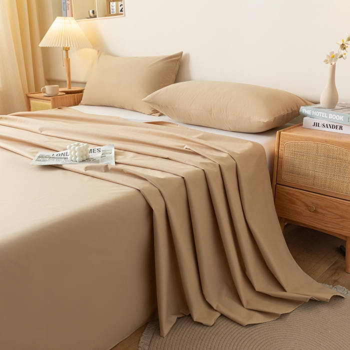 91家纺网 家纺一手货源 找家纺 梵克保罗 2025新款亲肤舒适防水纯色床单 C-卡其