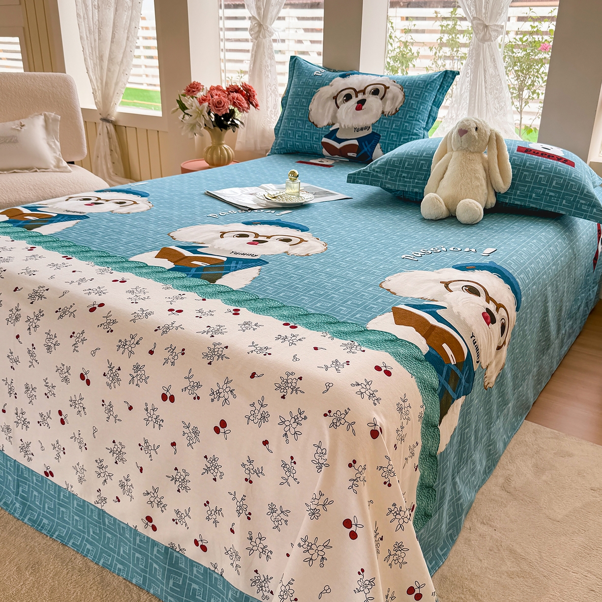 91家纺网 家纺一手货源 找家纺 壹贝家纺 2025新款A类100%全棉纯棉磨毛床单单床单床单单件 凯宝-蓝