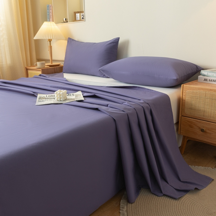 91家纺网 家纺一手货源 找家纺 梵克保罗 2025新款亲肤舒适防水纯色床单 C-莫奈紫