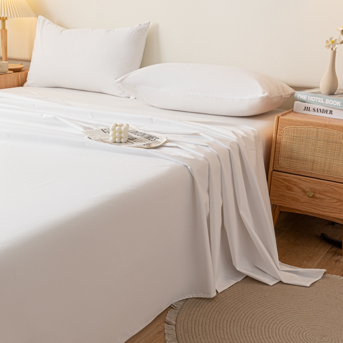 91家纺网 家纺一手货源 找家纺 梵克保罗 2025新款亲肤舒适防水纯色床单 C-纯白