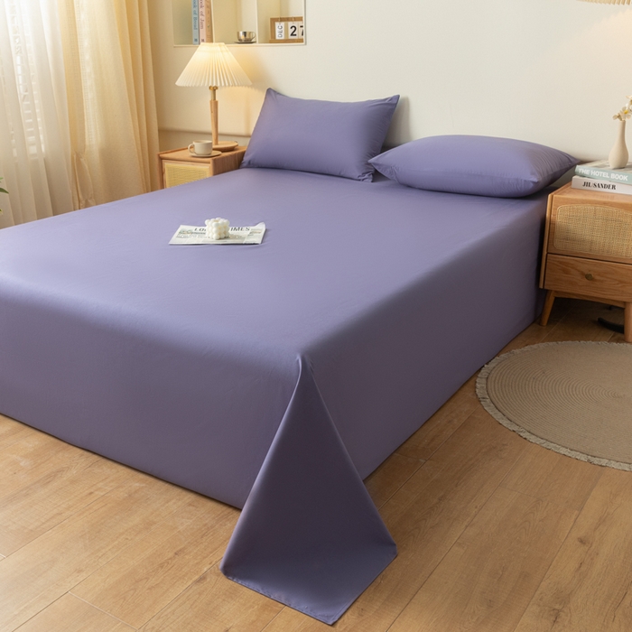 91家纺网 家纺一手货源 找家纺 梵克保罗 2025新款亲肤舒适防水纯色床单 C-莫奈紫