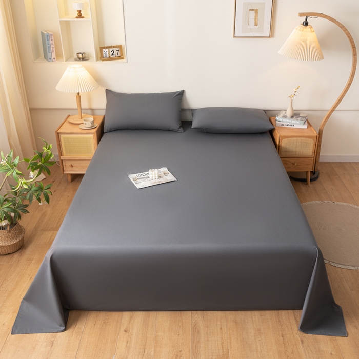 91家纺网 家纺一手货源 找家纺 梵克保罗 2025新款亲肤舒适防水纯色床单 C-深灰