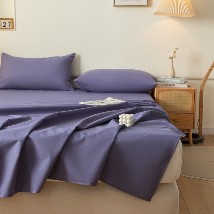 91家纺网 家纺一手货源 找家纺 梵克保罗 2025新款亲肤舒适防水纯色床单 C-莫奈紫