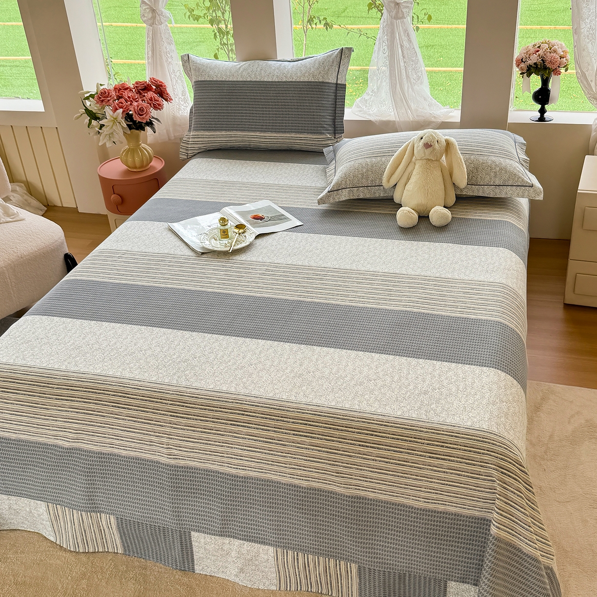 91家纺网 家纺一手货源 找家纺 壹贝家纺 2025新款A类100%全棉纯棉磨毛床单单床单床单单件 亚马-灰