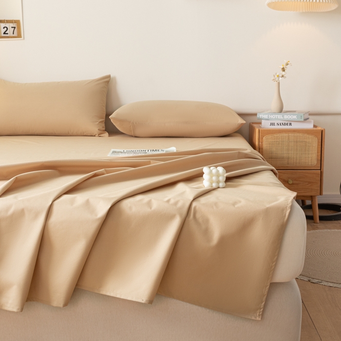 91家纺网 家纺一手货源 找家纺 梵克保罗 2025新款亲肤舒适防水纯色床单 C-卡其