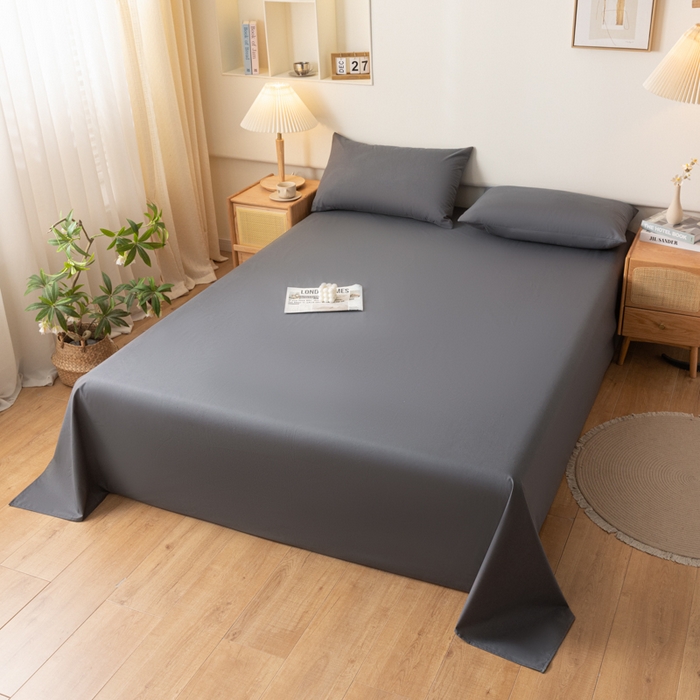 91家纺网 家纺一手货源 找家纺 梵克保罗 2025新款亲肤舒适防水纯色床单 C-深灰