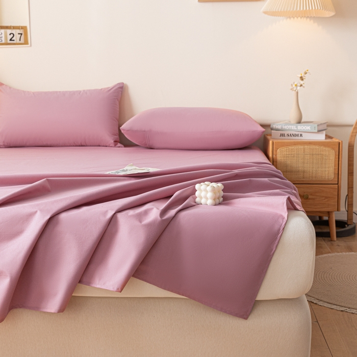 91家纺网 家纺一手货源 找家纺 梵克保罗 2025新款亲肤舒适防水纯色床单 C-豆沙