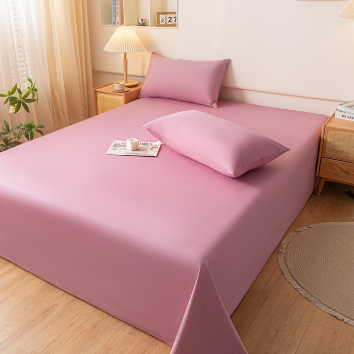 91家纺网 家纺一手货源 找家纺 梵克保罗 2025新款亲肤舒适防水纯色床单 C-豆沙