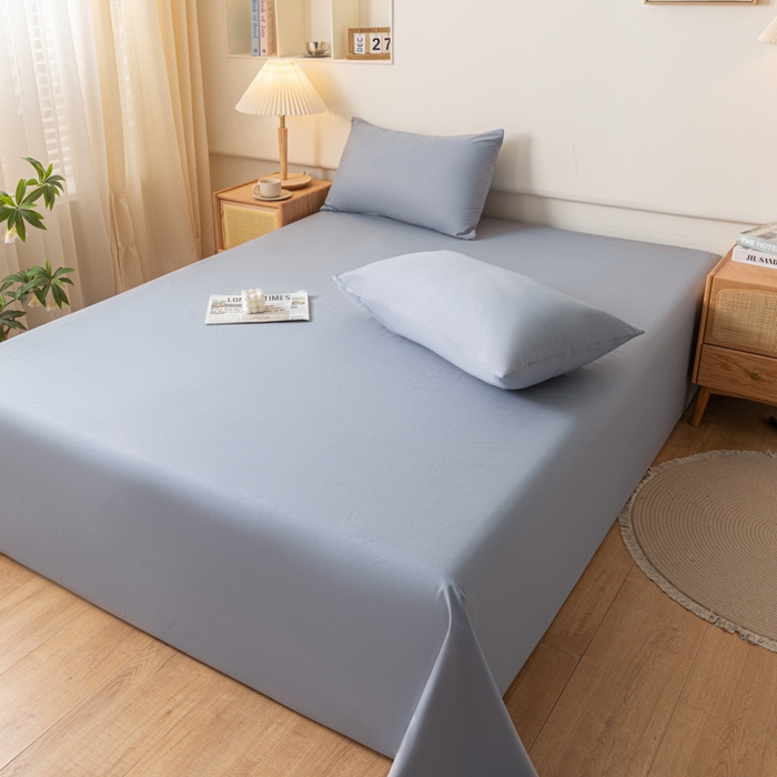 91家纺网 家纺一手货源 找家纺 梵克保罗 2025新款亲肤舒适防水纯色床单 C-浅灰