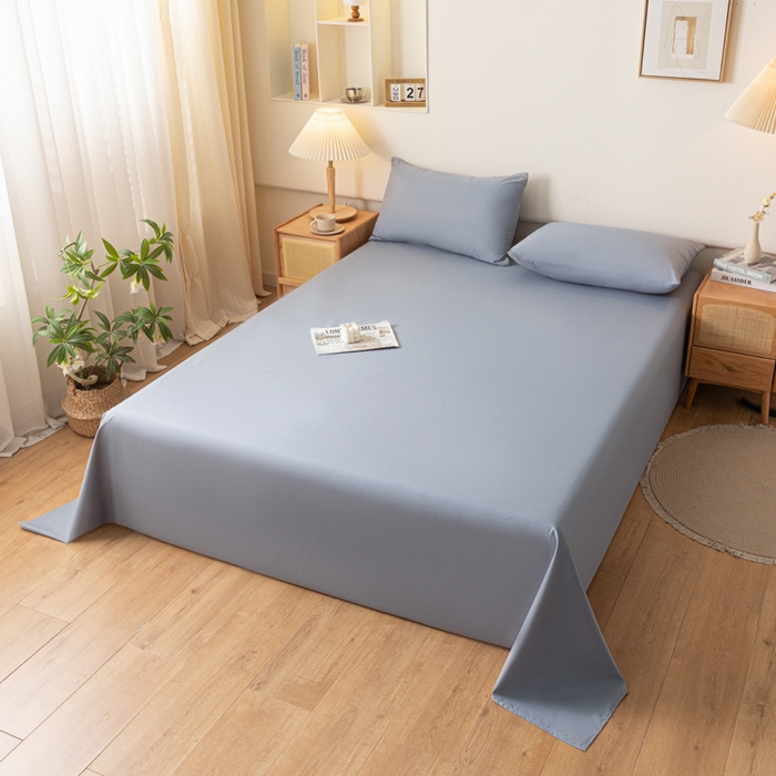 91家纺网 家纺一手货源 找家纺 梵克保罗 2025新款亲肤舒适防水纯色床单 C-浅灰