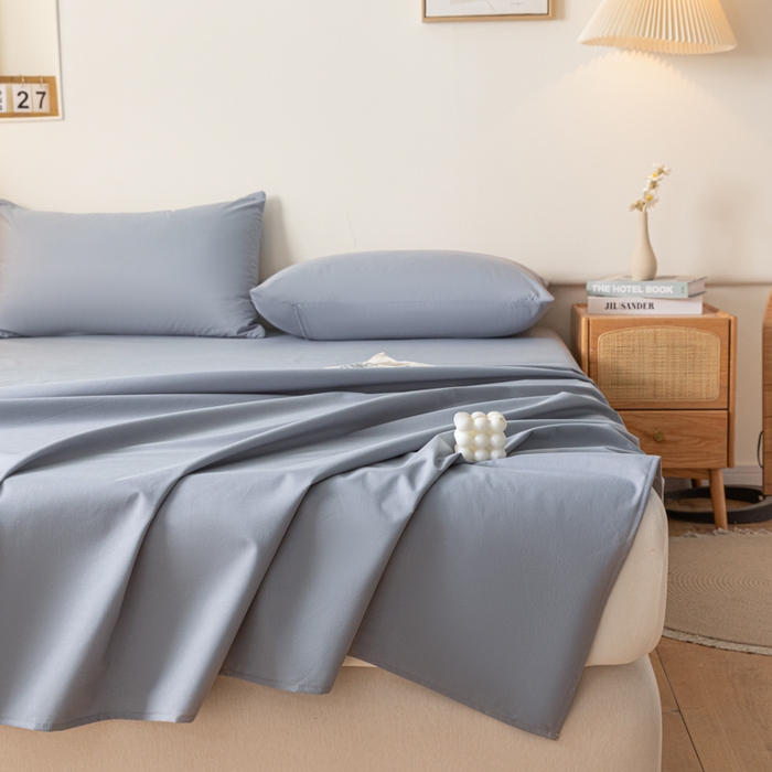 91家纺网 家纺一手货源 找家纺 梵克保罗 2025新款亲肤舒适防水纯色床单 C-浅灰
