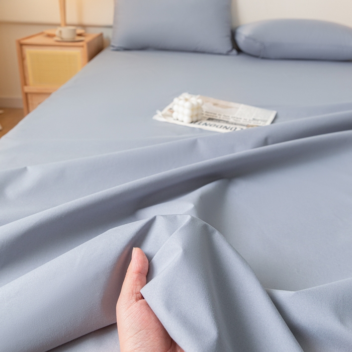 91家纺网 家纺一手货源 找家纺 梵克保罗 2025新款亲肤舒适防水纯色床单 C-浅灰