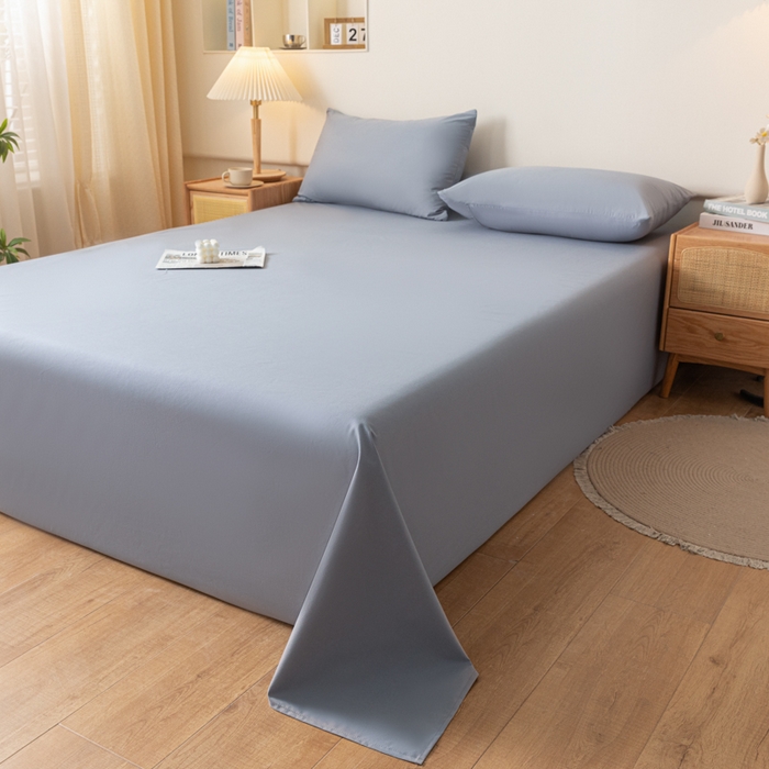 91家纺网 家纺一手货源 找家纺 梵克保罗 2025新款亲肤舒适防水纯色床单 C-浅灰