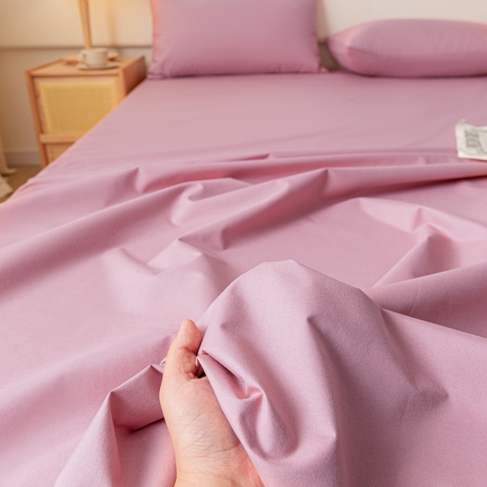 91家纺网 家纺一手货源 找家纺 梵克保罗 2025新款亲肤舒适防水纯色床单 C-豆沙