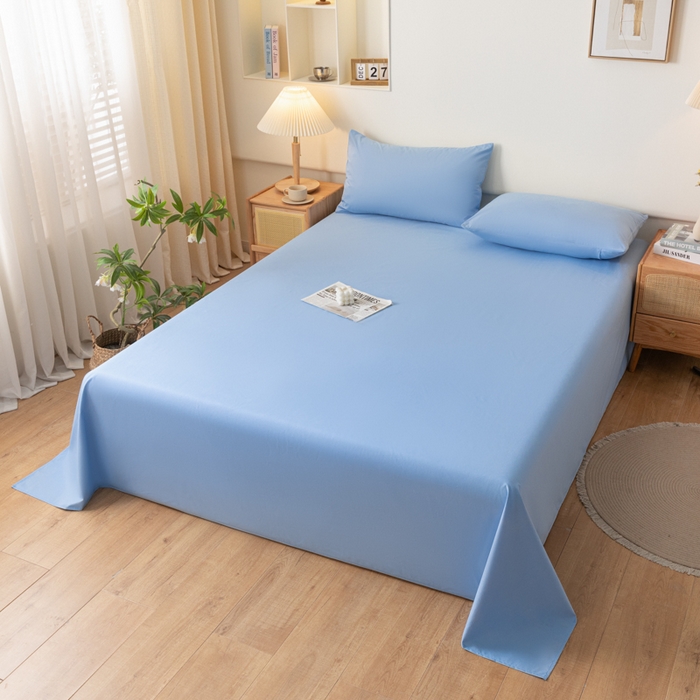 91家纺网 家纺一手货源 找家纺 梵克保罗 2025新款亲肤舒适防水纯色床单 C-天蓝