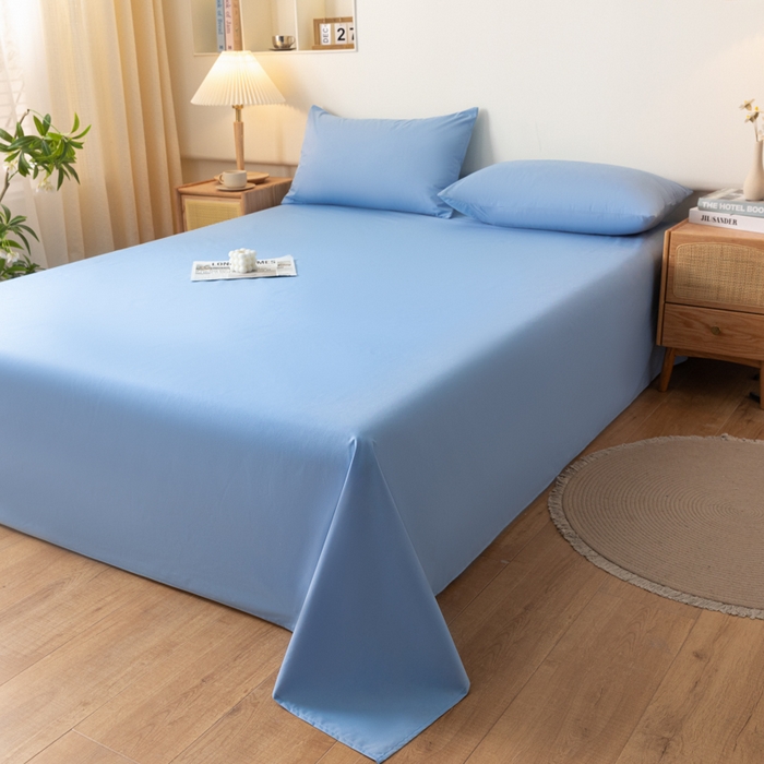 91家纺网 家纺一手货源 找家纺 梵克保罗 2025新款亲肤舒适防水纯色床单 C-天蓝