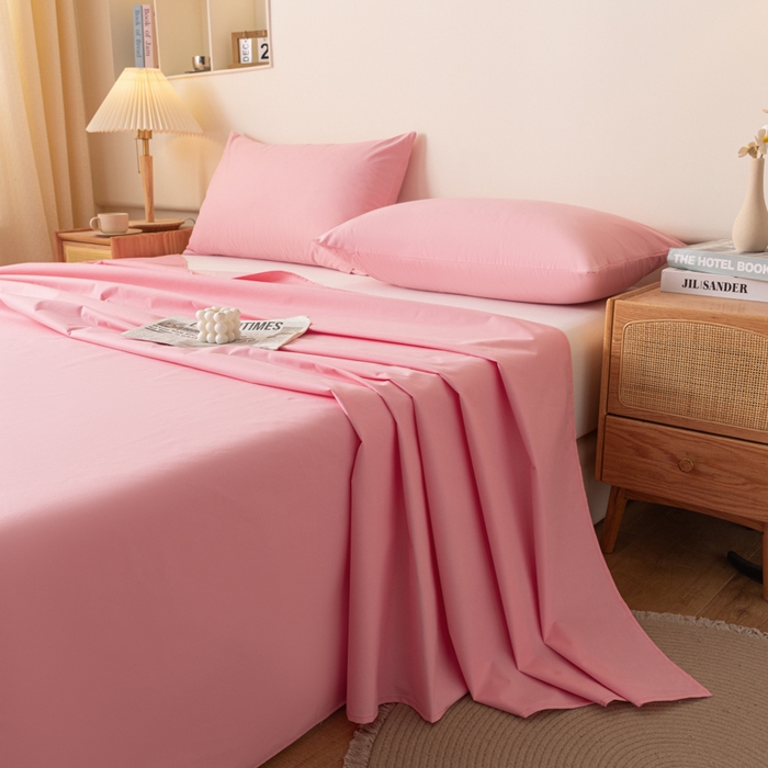 91家纺网 家纺一手货源 找家纺 梵克保罗 2025新款亲肤舒适防水纯色床单 C-淡粉