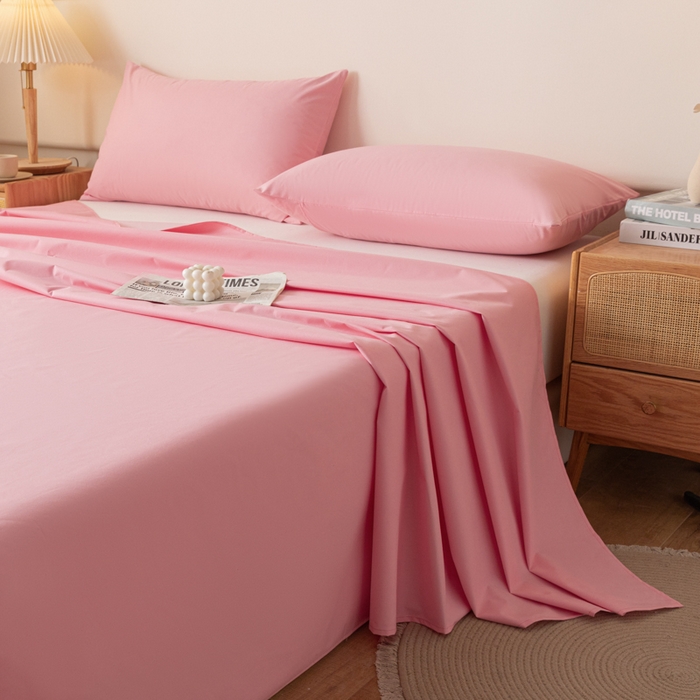 91家纺网 家纺一手货源 找家纺 梵克保罗 2025新款亲肤舒适防水纯色床单 C-淡粉