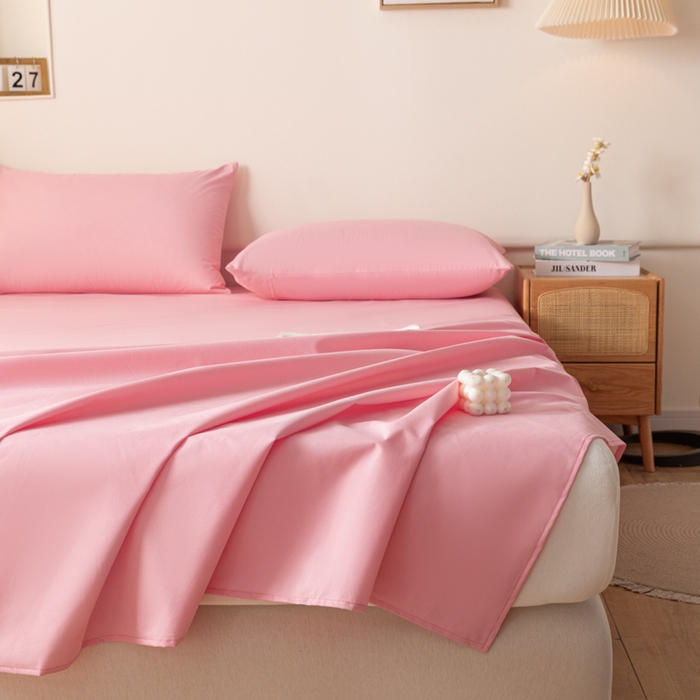 91家纺网 家纺一手货源 找家纺 梵克保罗 2025新款亲肤舒适防水纯色床单 C-淡粉