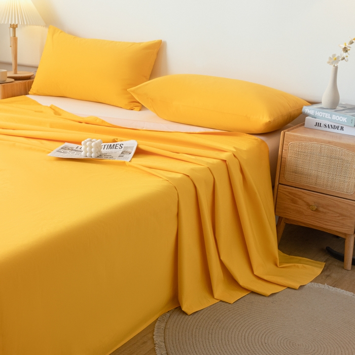 91家纺网 家纺一手货源 找家纺 梵克保罗 2025新款亲肤舒适防水纯色床单 C-油画黄