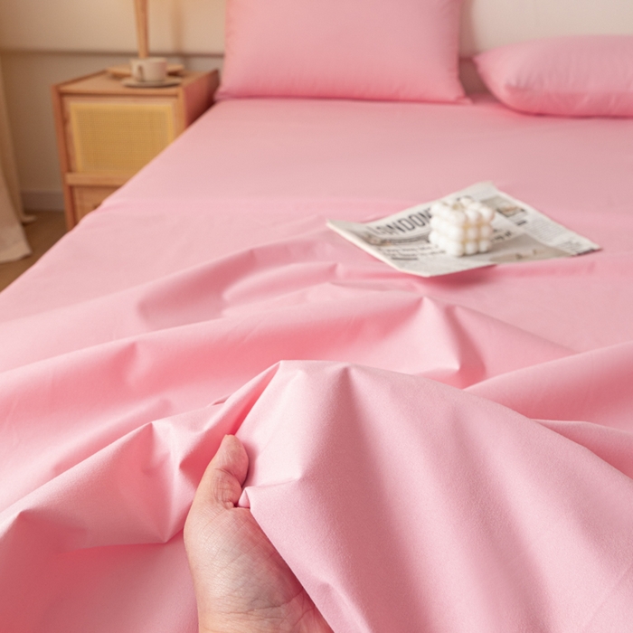 91家纺网 家纺一手货源 找家纺 梵克保罗 2025新款亲肤舒适防水纯色床单 C-淡粉