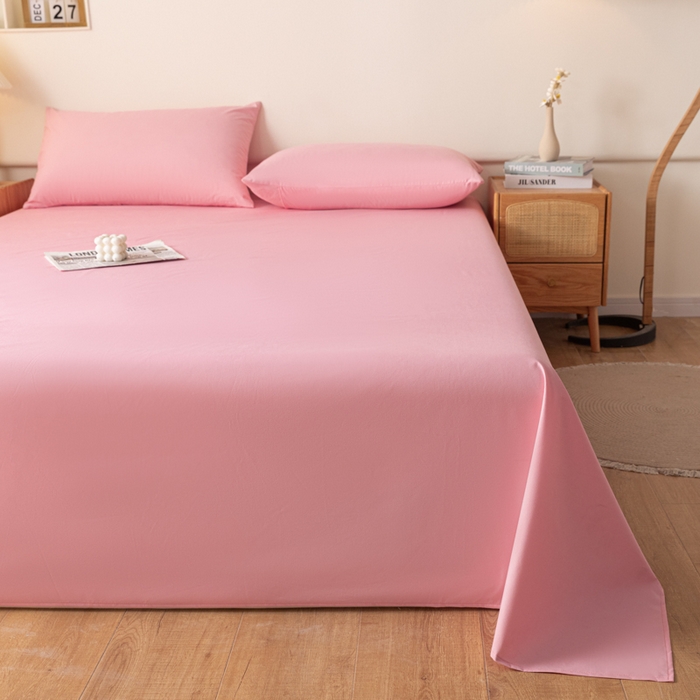 91家纺网 家纺一手货源 找家纺 梵克保罗 2025新款亲肤舒适防水纯色床单 C-淡粉