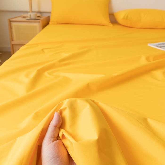 91家纺网 家纺一手货源 找家纺 梵克保罗 2025新款亲肤舒适防水纯色床单 C-油画黄