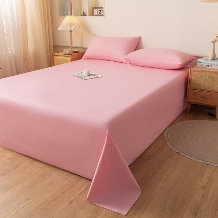 91家纺网 家纺一手货源 找家纺 梵克保罗 2025新款亲肤舒适防水纯色床单 C-淡粉