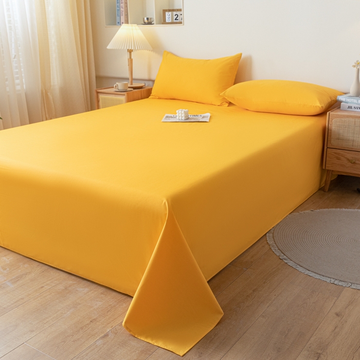 91家纺网 家纺一手货源 找家纺 梵克保罗 2025新款亲肤舒适防水纯色床单 C-油画黄