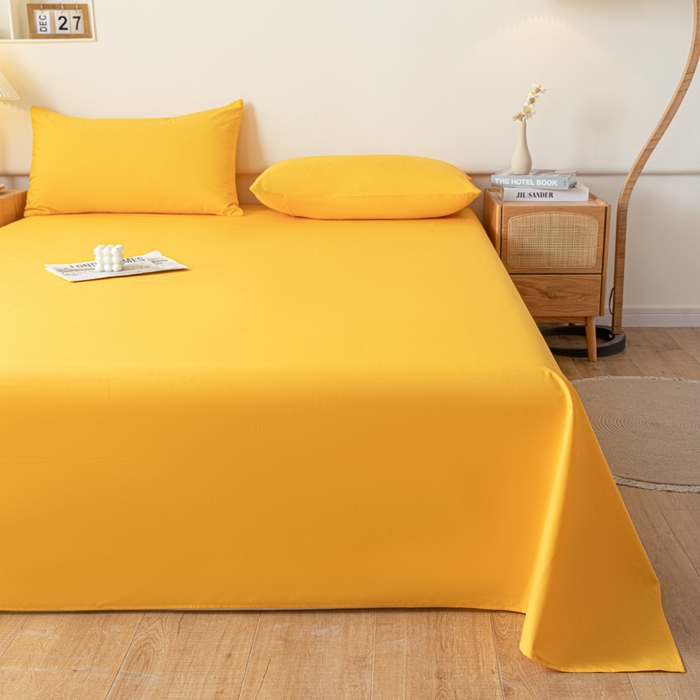 91家纺网 家纺一手货源 找家纺 梵克保罗 2025新款亲肤舒适防水纯色床单 C-油画黄