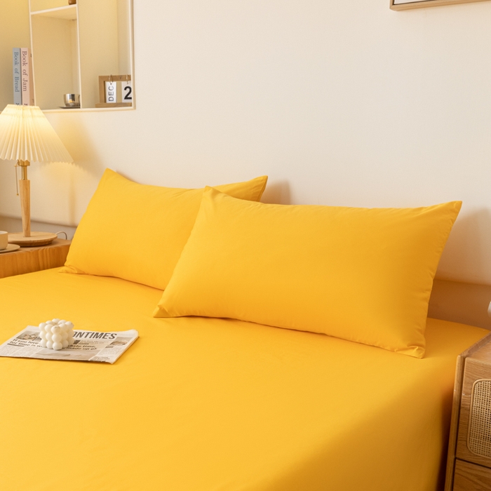 91家纺网 家纺一手货源 找家纺 梵克保罗 2025新款亲肤舒适防水纯色床单 C-油画黄