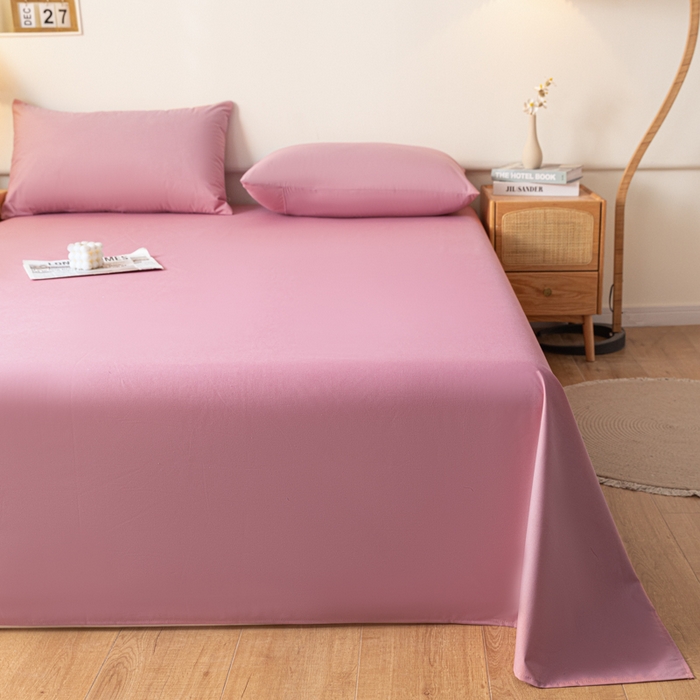 91家纺网 家纺一手货源 找家纺 梵克保罗 2025新款亲肤舒适防水纯色床单 C-豆沙