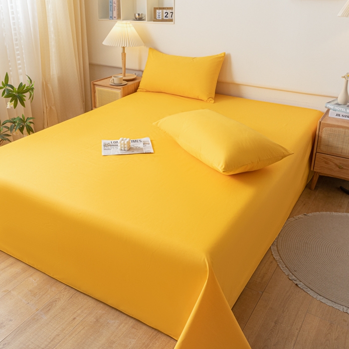 91家纺网 家纺一手货源 找家纺 梵克保罗 2025新款亲肤舒适防水纯色床单 C-油画黄