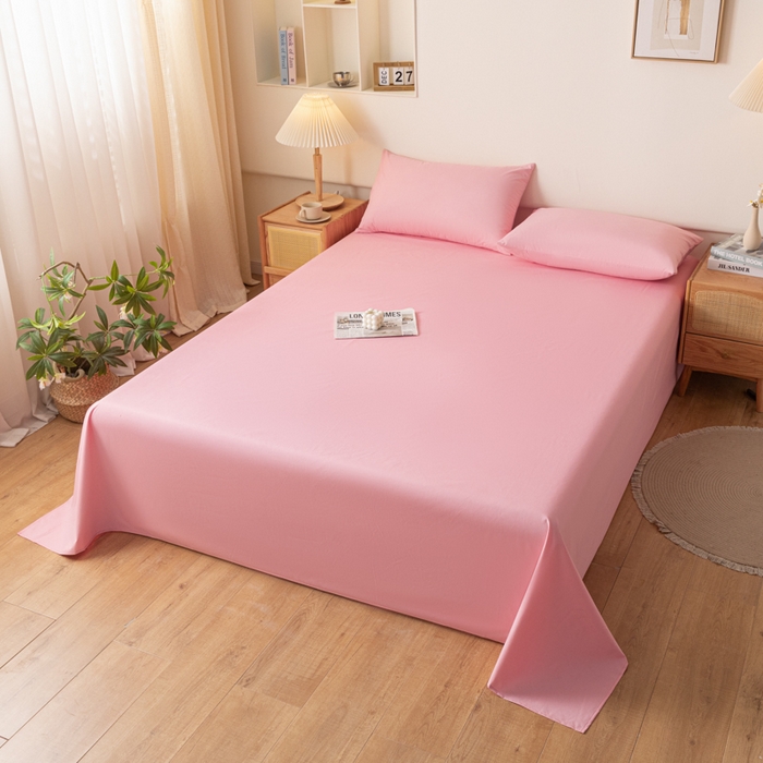 91家纺网 家纺一手货源 找家纺 梵克保罗 2025新款亲肤舒适防水纯色床单 C-淡粉