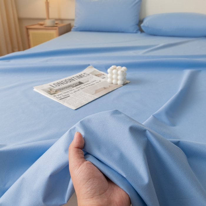 91家纺网 家纺一手货源 找家纺 梵克保罗 2025新款亲肤舒适防水纯色床单 C-天蓝