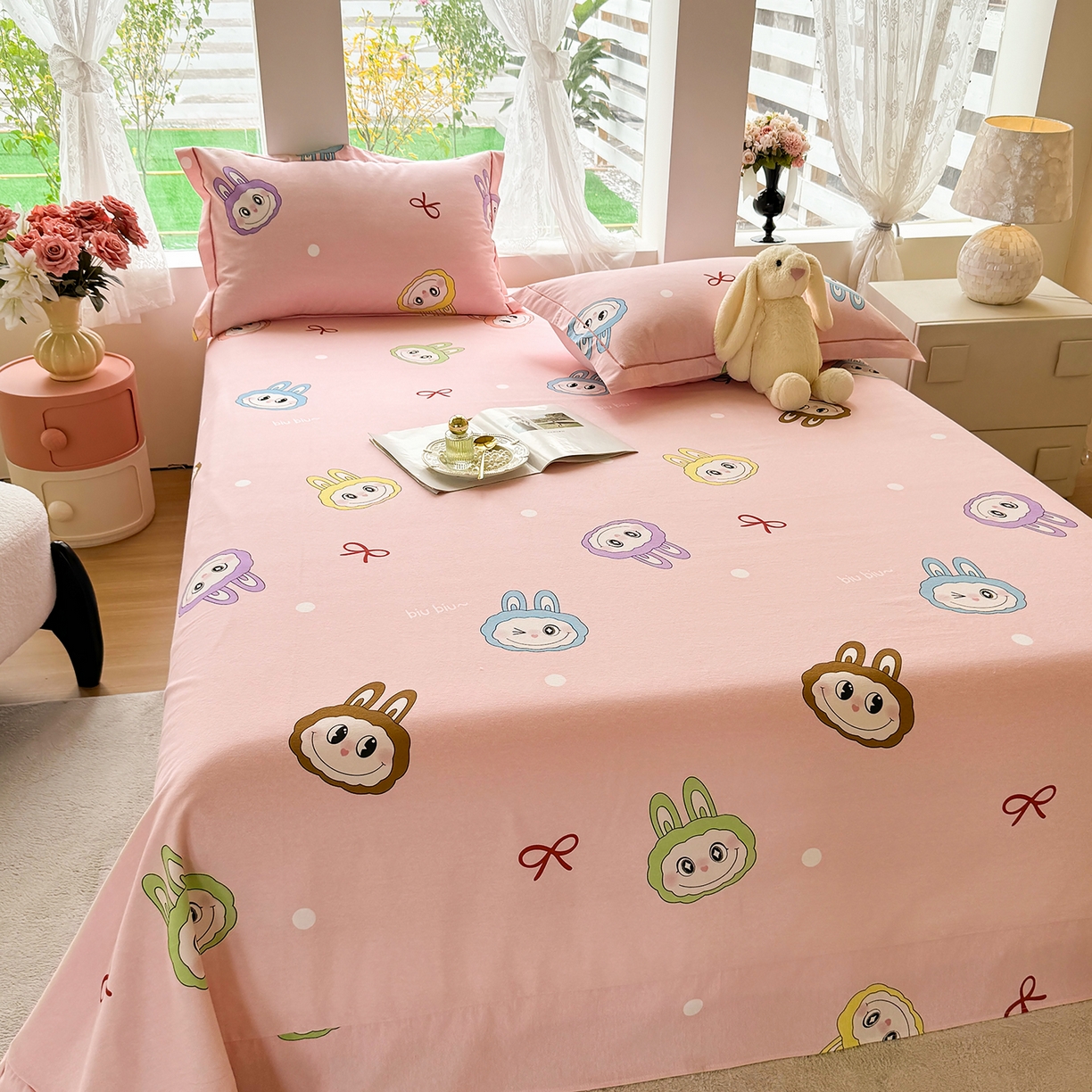 91家纺网 家纺一手货源 找家纺 壹贝家纺 2025新款A类100%全棉纯棉磨毛床单单床单床单单件 拉多-粉