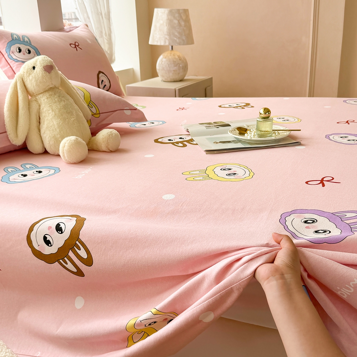 91家纺网 家纺一手货源 找家纺 壹贝家纺 2025新款A类100%全棉纯棉磨毛床单单床单床单单件 拉多-粉