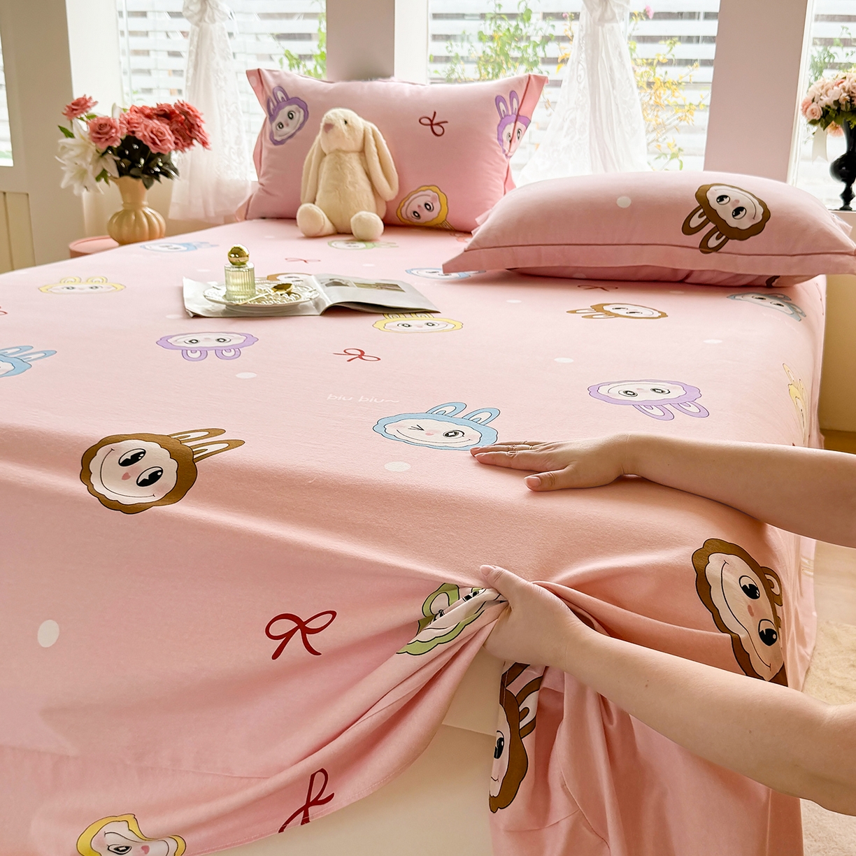 91家纺网 家纺一手货源 找家纺 壹贝家纺 2025新款A类100%全棉纯棉磨毛床单单床单床单单件 拉多-粉