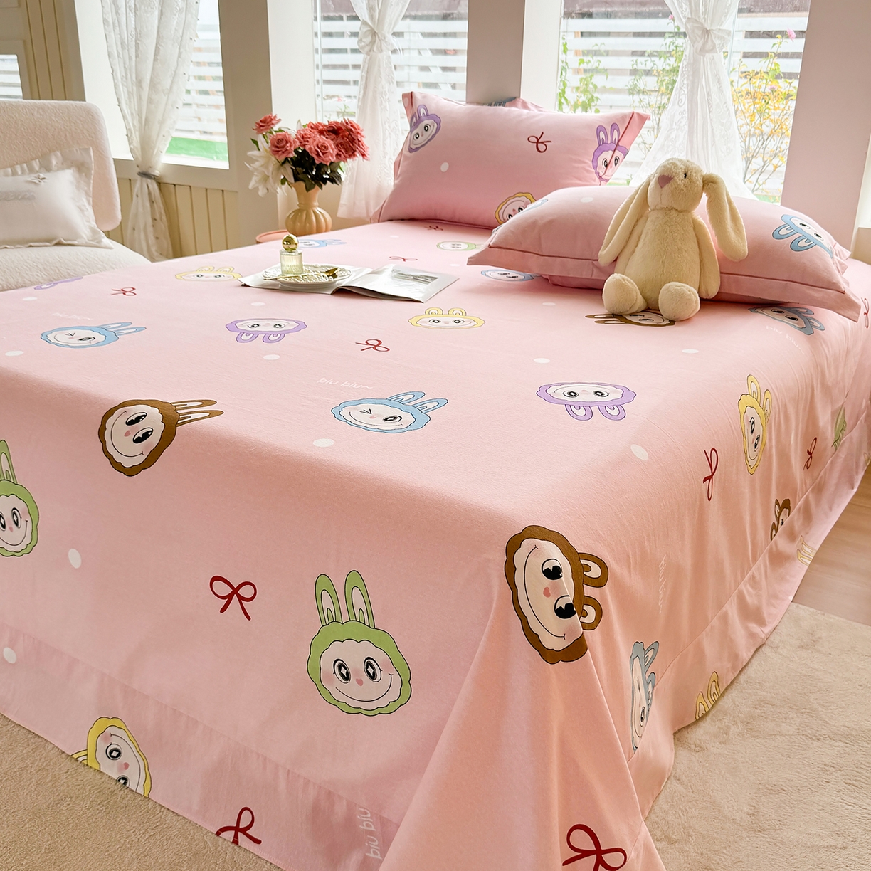 91家纺网 家纺一手货源 找家纺 壹贝家纺 2025新款A类100%全棉纯棉磨毛床单单床单床单单件 拉多-粉