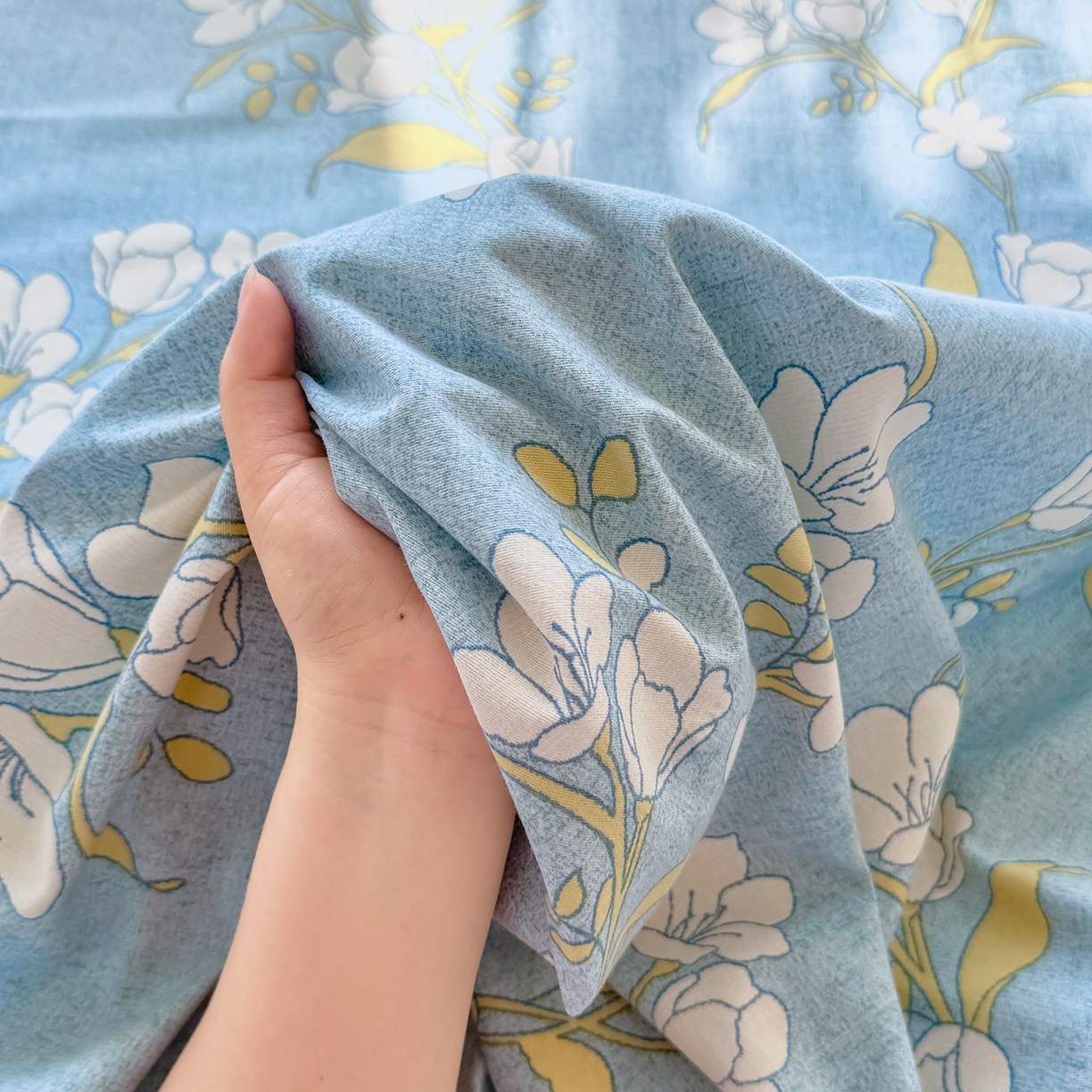 91家纺网 家纺一手货源 找家纺 壹贝家纺 2025新款A类100%全棉纯棉磨毛床单单床单床单单件 蓝莲花