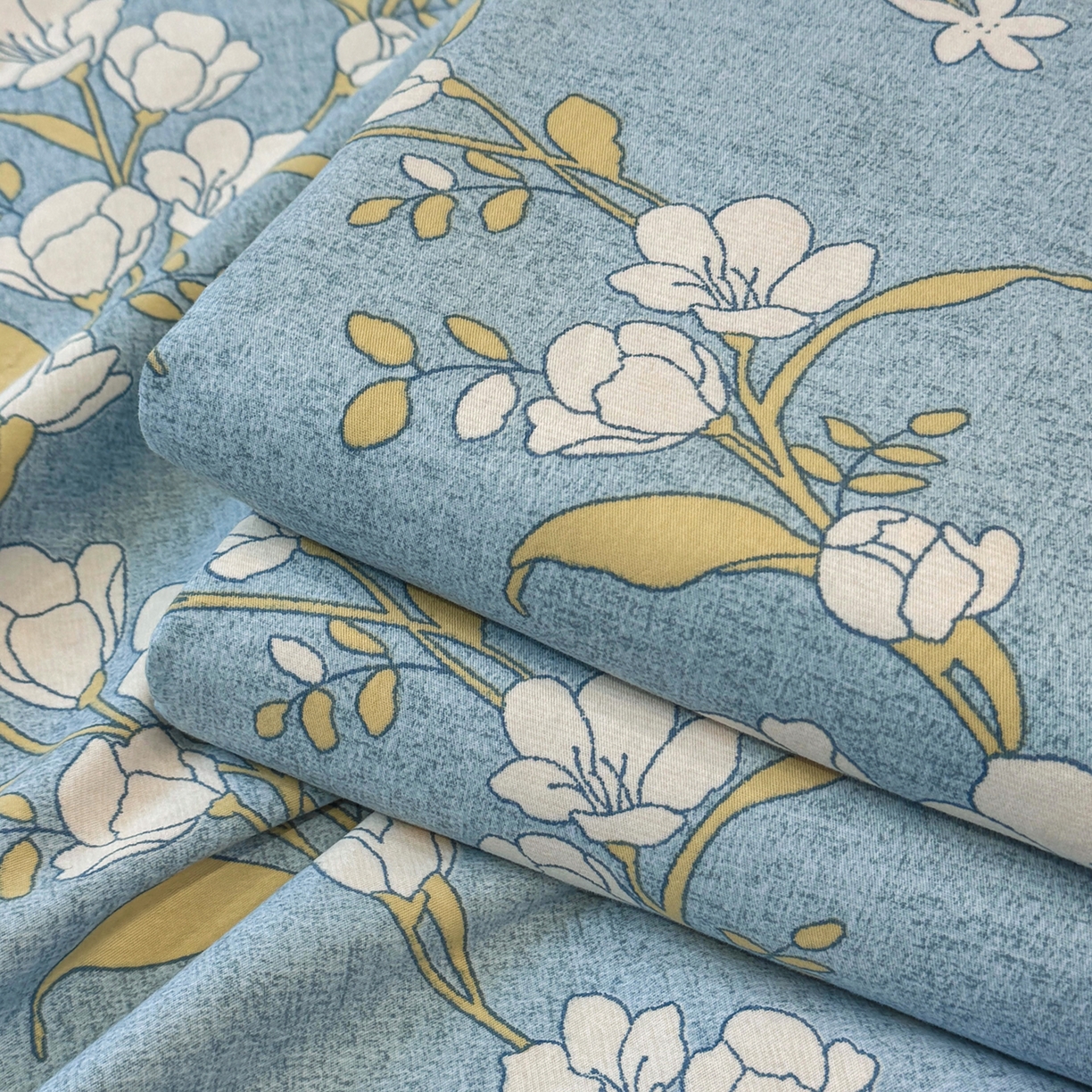 91家纺网 家纺一手货源 找家纺 壹贝家纺 2025新款A类100%全棉纯棉磨毛床单单床单床单单件 蓝莲花