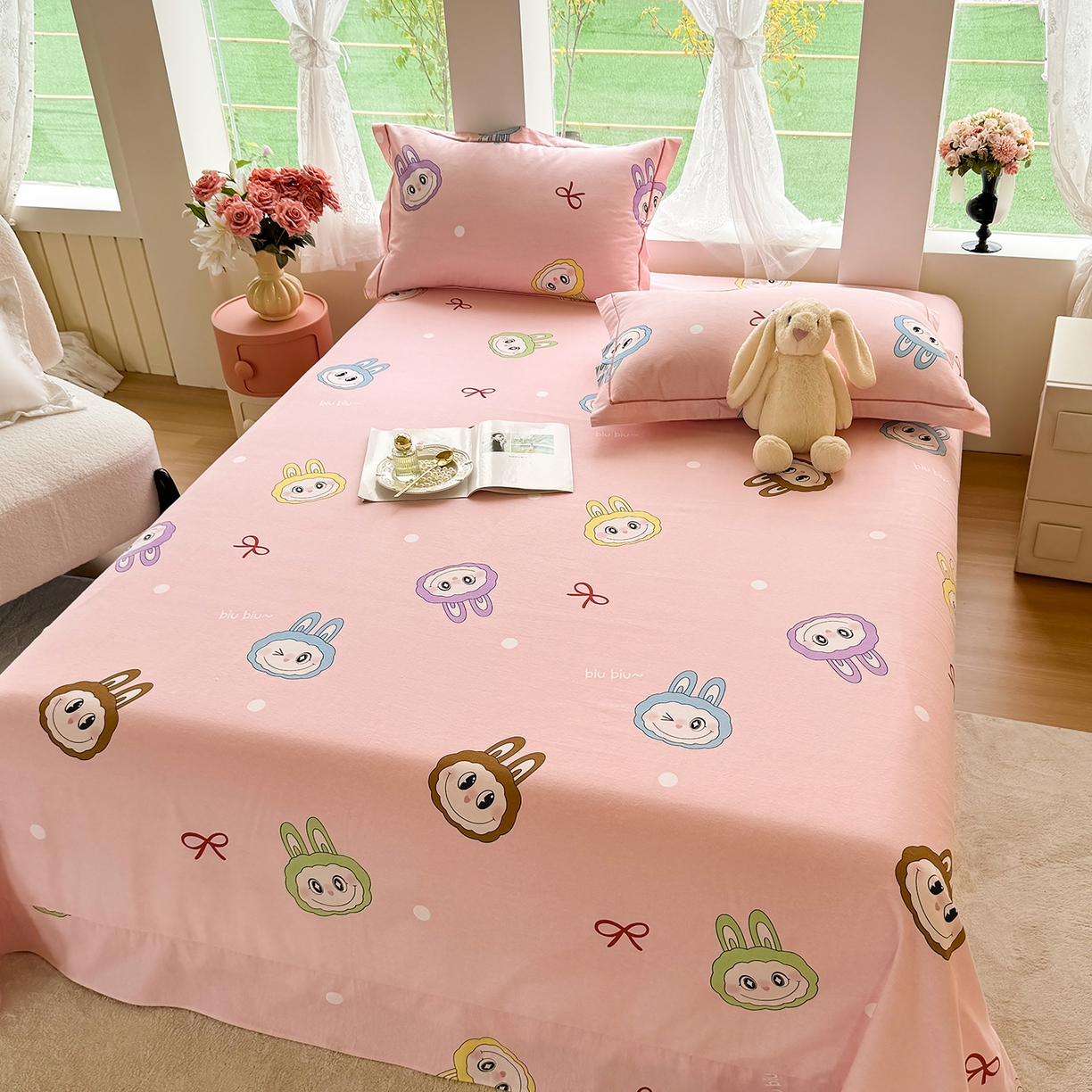 91家纺网 家纺一手货源 找家纺 壹贝家纺 2025新款A类100%全棉纯棉磨毛床单单床单床单单件 拉多-粉