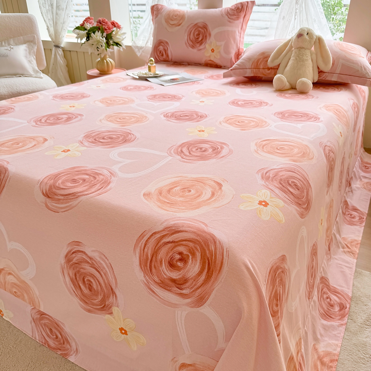 91家纺网 家纺一手货源 找家纺 壹贝家纺 2025新款A类100%全棉纯棉磨毛床单单床单床单单件 浪漫的事