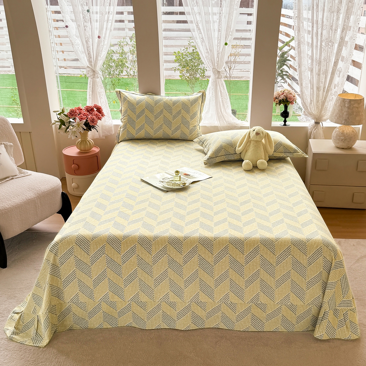 91家纺网 家纺一手货源 找家纺 壹贝家纺 2025新款A类100%全棉纯棉磨毛床单单床单床单单件 施华-灰