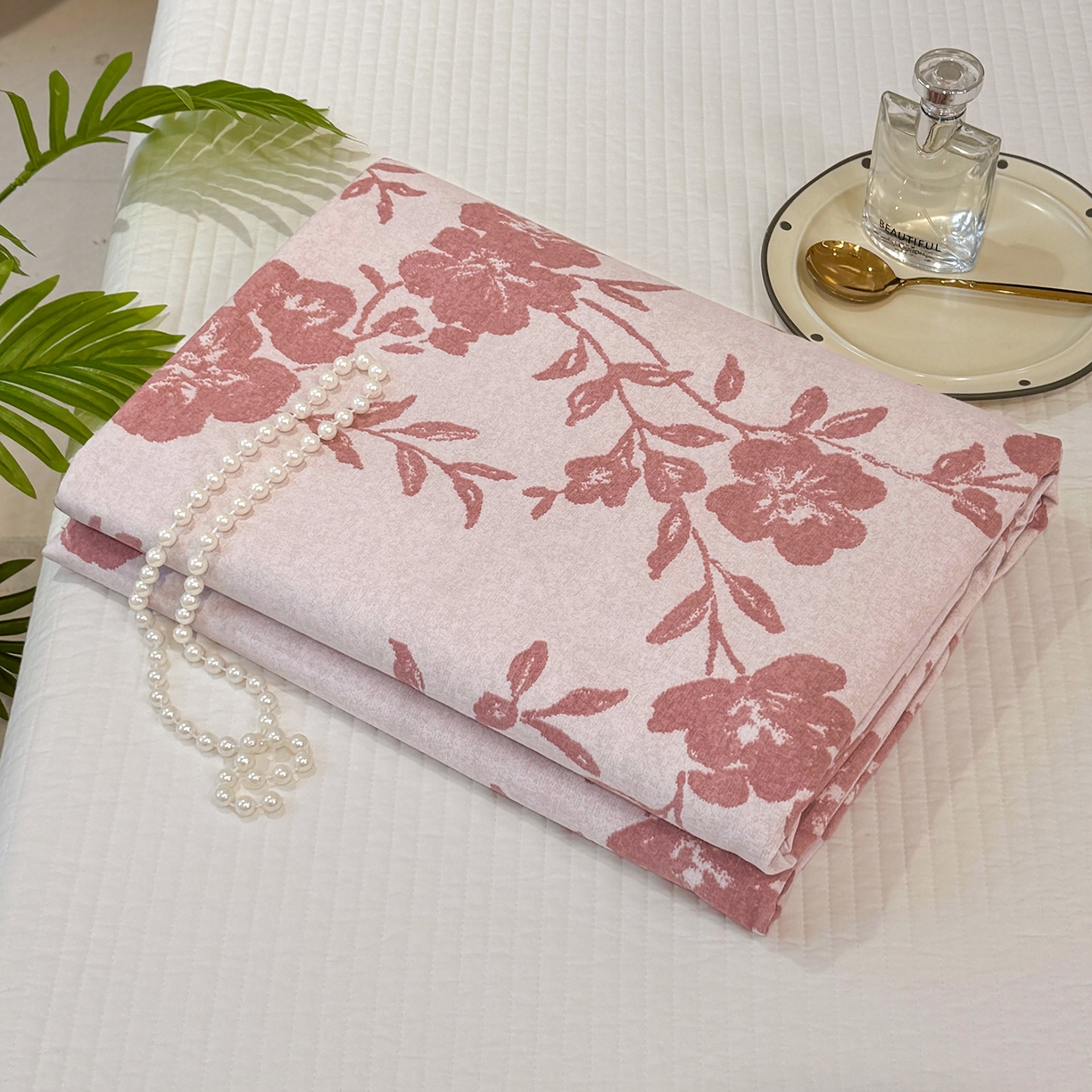 91家纺网 家纺一手货源 找家纺 壹贝家纺 2025新款A类100%全棉纯棉磨毛床单单床单床单单件 梅花印-粉